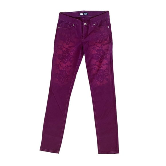 Levi's Other - Girl's Youth Levi's Denim Purple Floral Flower Leggings Skinny Jeans Size 12